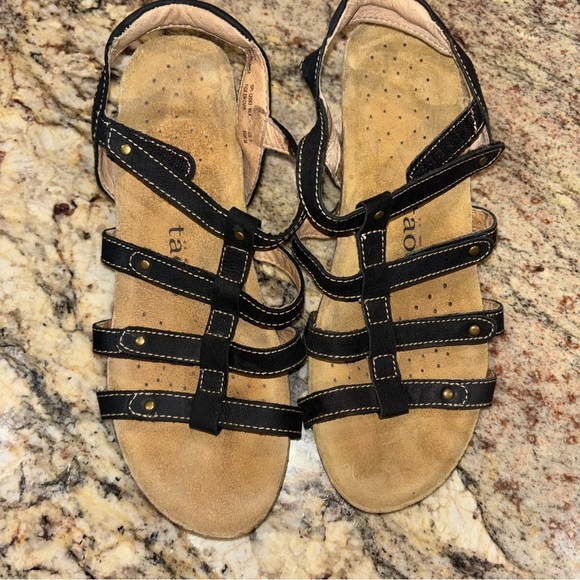 Taos Footwear Black and Tan Strappy Sandals - Picture 3 of 8